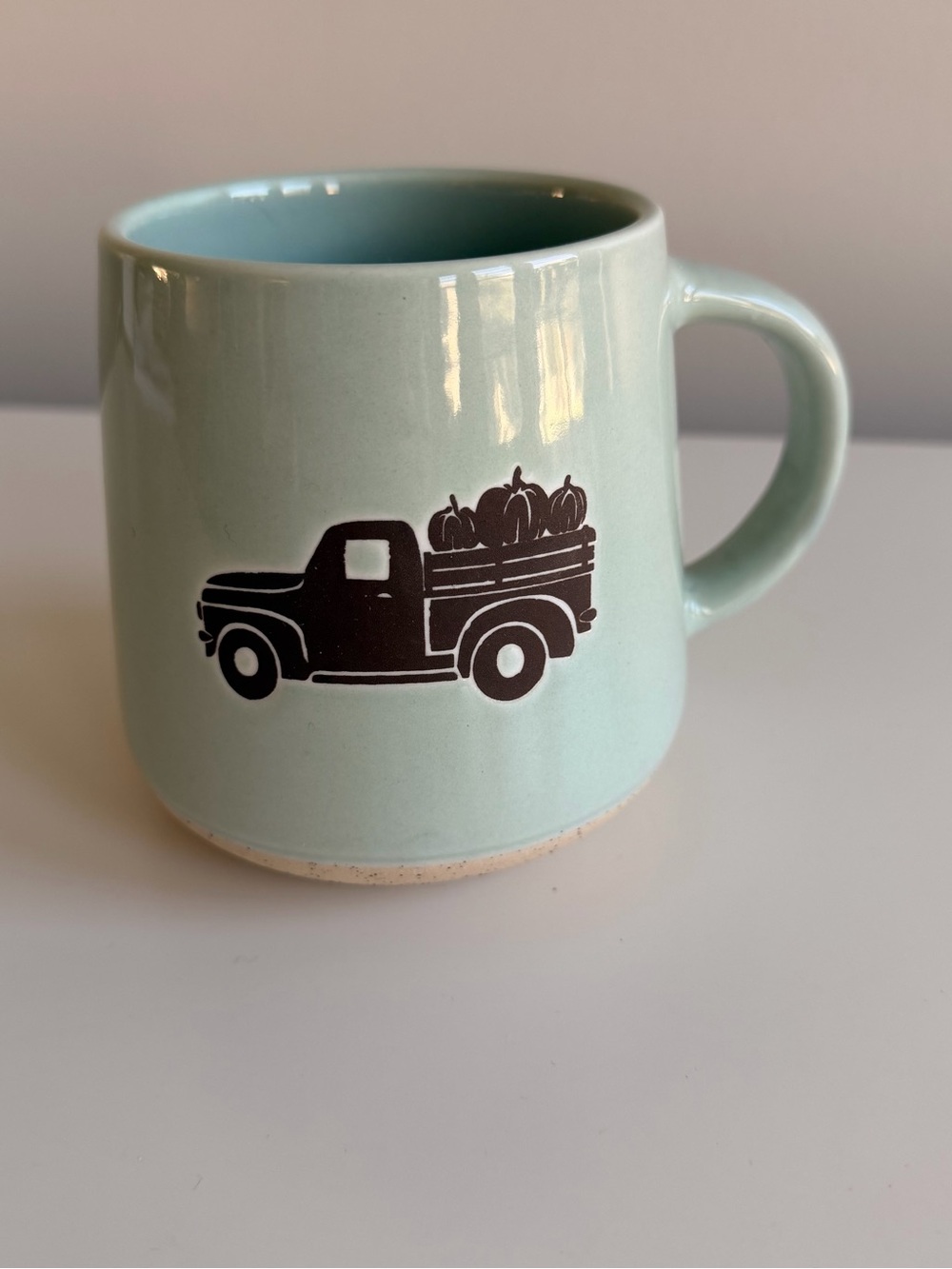 Light blue Ceramic Pumpkin Truck Mug